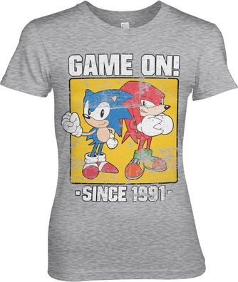 Sonic The Hedgehog Sonic Game On Since 1991 Girly Tee Damen T-Shirt Heather-Grey