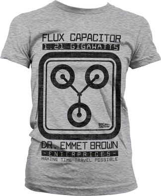 Back to the Future Flux Capacitor Girly Tee Damen T-Shirt Heather-Grey