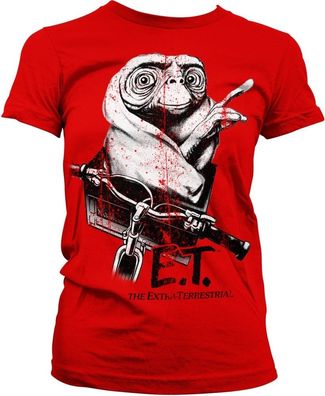 E.T. Biking Distressed Girly Tee Damen T-Shirt Red