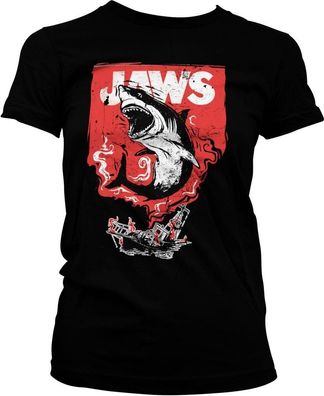 Jaws Shark Smoke Girly Tee Damen T-Shirt Black