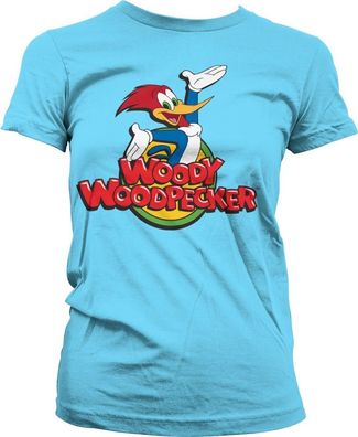 Woody Woodpecker Classic Logo Girly Tee Damen T-Shirt Skyblue