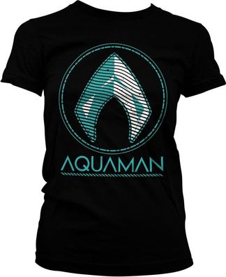 Aquaman Distressed Shield Girly Tee Damen T-Shirt Black