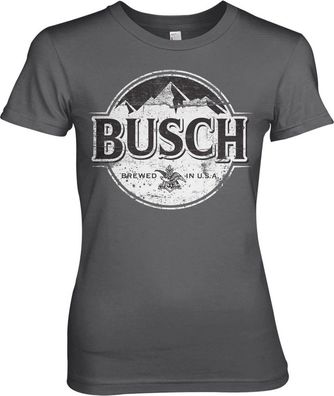 Busch Beer BW Washed Logo Girly Tee Damen T-Shirt Dark-Grey
