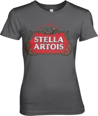 Stella Artois Washed Logo Girly Tee Damen T-Shirt Dark-Grey