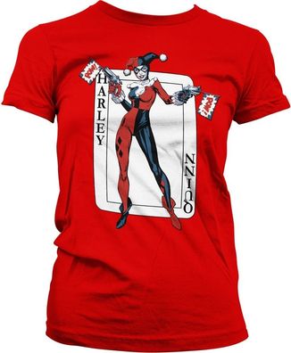 Harley Quinn Card Games Girly Tee Damen T-Shirt Red