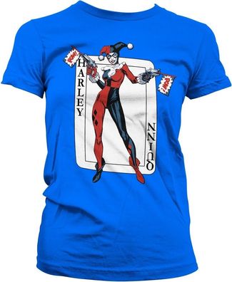 Harley Quinn Card Games Girly Tee Damen T-Shirt Blue