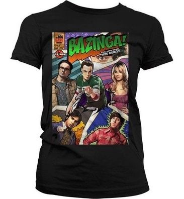 The Big Bang Theory Bazinga Comic Cover Girly T-Shirt Damen Black