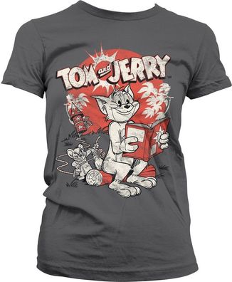 Tom & Jerry Vintage Comic Girly Tee Damen T-Shirt Dark-Grey