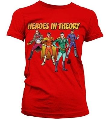 The Big Bang Theory TBBT Heroes In Theory Girly T-Shirt Damen Red