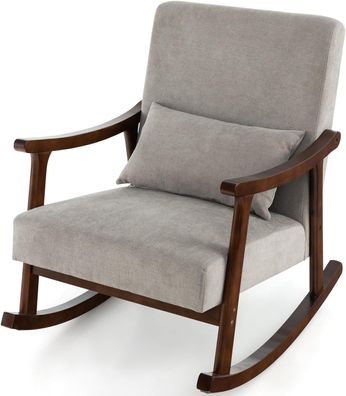 Schaukelstuhl, Sessel, Gepolsterter Loungesessel mit Armlehnen & Sitzkissen aus Holz
