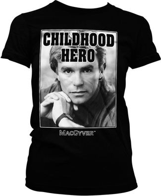 MacGyver Childhood Hero Girly Tee Damen T-Shirt Black