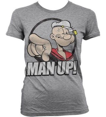 Popeye Man Up! Girly T-Shirt Damen Heather-Grey