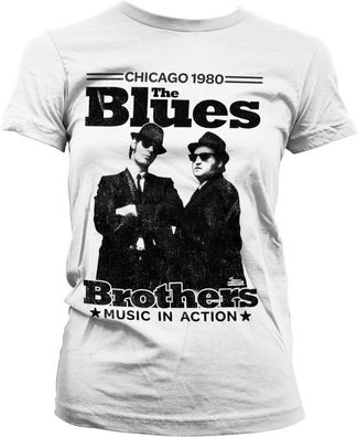 Blues Brothers Chicago 1980 Girly Tee Damen T-Shirt White