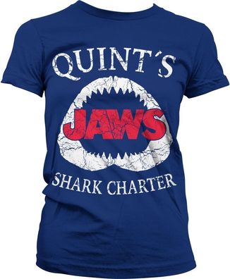 Jaws Quint's Shark Charter Girly Tee Damen T-Shirt Navy