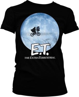 E.T. Bike In The Moon Girly Tee Damen T-Shirt Black