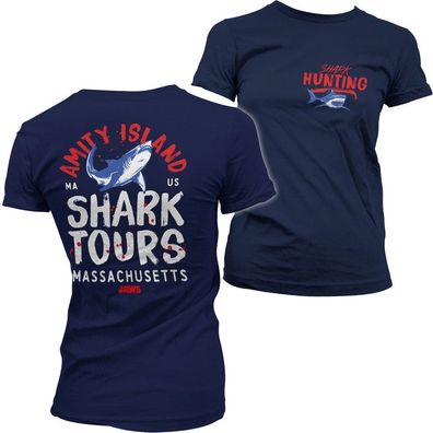 Jaws Amity Island Shark Tours Girly Tee Damen T-Shirt Navy