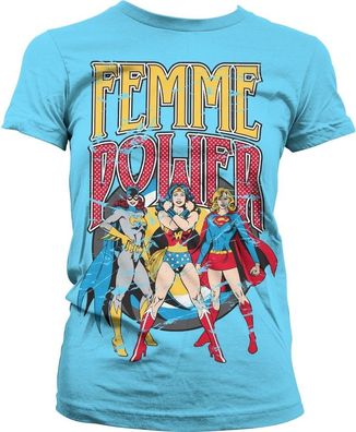 DC Comics Femme Power Girly Tee Damen T-Shirt Skyblue