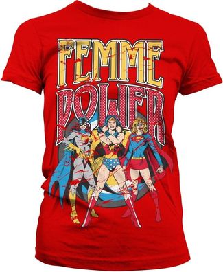 DC Comics Femme Power Girly Tee Damen T-Shirt Red