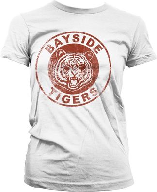 Saved By The Bell Bayside Tigers Washed Logo Girly Tee Damen T-Shirt White
