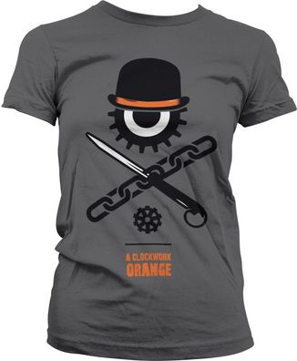 Clockwork Orange Bowler Eye Girly Tee Damen T-Shirt Dark-Grey
