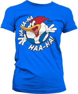 Woody Woodpecker HaHaHa Girly Tee Damen T-Shirt Blue