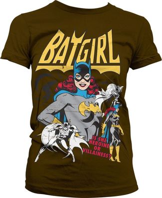 Batgirl Hero Or Villain Girly Tee Damen T-Shirt Brown