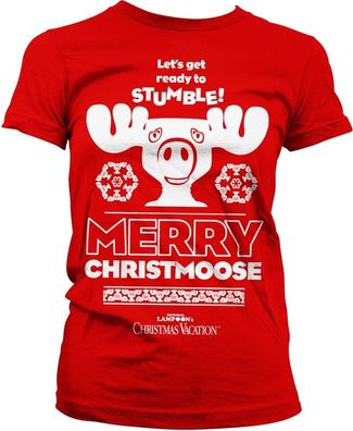 National Lampoon's Christmas Vacation Merry Christmoose Girly Tee Damen T-Shirt Red