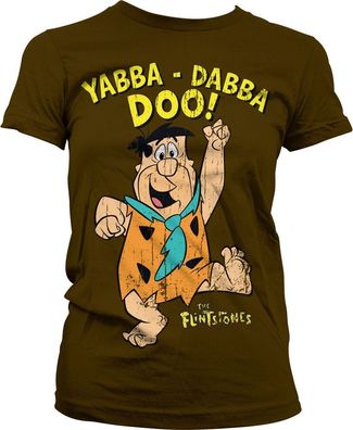 The Flintstones Yabba-Dabba-Doo Girly Tee Damen T-Shirt Brown