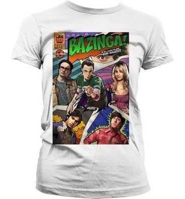 The Big Bang Theory Bazinga Comic Cover Girly T-Shirt Damen White