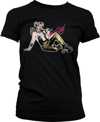 Birds of Prey Harley Quinn Roller Skates Girly Tee Damen T-Shirt Black