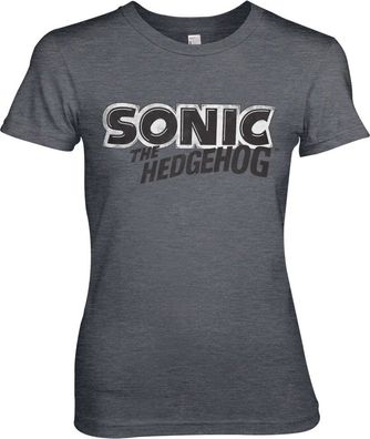 Sonic The Hedgehog Classic Logo Girly Tee Damen T-Shirt Dark-Heather
