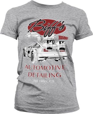 Back to the Future Biff's Automotive Detailing Girly Tee Damen T-Shirt Heather-Grey