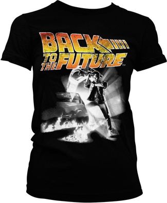 Back To The Future Poster Girly Tee Damen T-Shirt Black