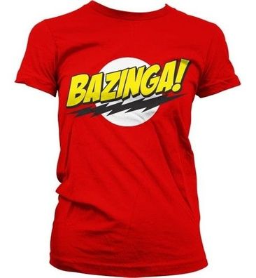 The Big Bang Theory Bazinga Super Logo Girly Tee Damen T-Shirt Red