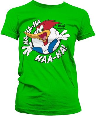 Woody Woodpecker HaHaHa Girly Tee Damen T-Shirt Green