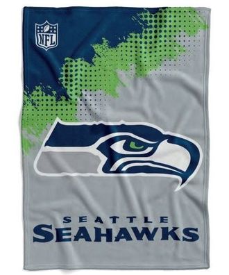 Seattle Seahawks Flannel Decke / Throw CORNER American Football NFL Grau-150x200cm