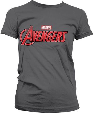 The Avengers Distressed Logo Girly Tee Damen T-Shirt Dark-Grey