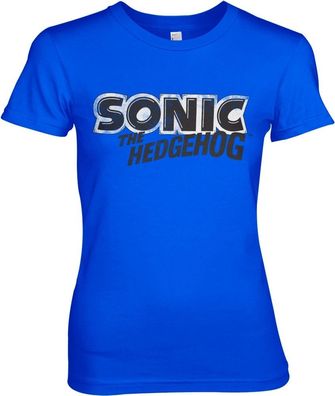 Sonic The Hedgehog Classic Logo Girly Tee Damen T-Shirt Blue