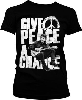 The Beatles John Lennon Give Peace A Chance Girly Tee Damen T-Shirt Black