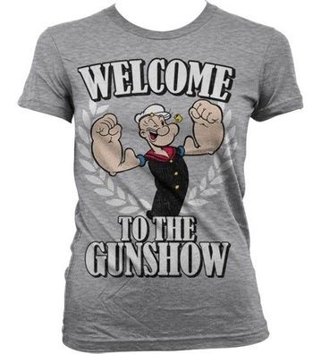 Popeye Welcome To The Gunshow Girly T-Shirt Damen Heather-Grey