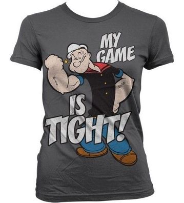 Popeye Game Is Tight Girly T-Shirt Damen Dark-Grey
