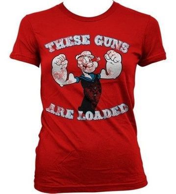 Popeye These Guns Are Loaded Girly T-Shirt Damen Red