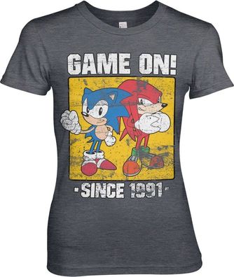 Sonic The Hedgehog Sonic Game On Since 1991 Girly Tee Damen T-Shirt Dark-Heather