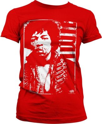 Jimi Hendrix Distressed Girly Tee Damen T-Shirt Red