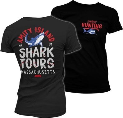 Jaws Amity Island Shark Tours Girly Tee Damen T-Shirt Black