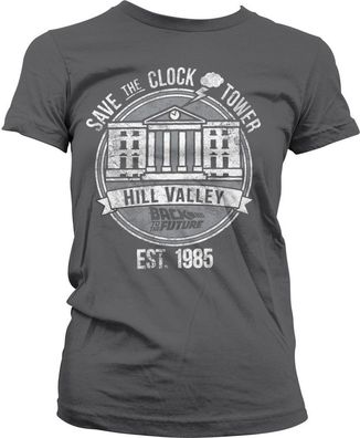 Back to the Future Save The Clock Tower Girly Tee Damen T-Shirt Dark-Grey