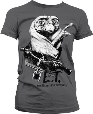 E.T. Biking Distressed Girly Tee Damen T-Shirt Dark-Grey