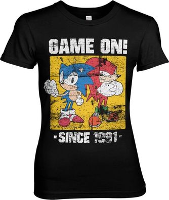 Sonic The Hedgehog Sonic Game On Since 1991 Girly Tee Damen T-Shirt Black