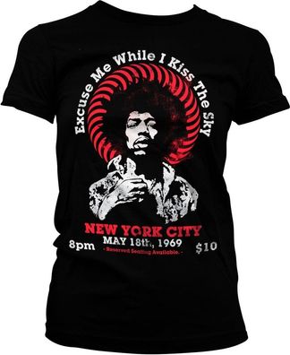Jimi Hendrix Live In New York Girly Tee Damen T-Shirt Black