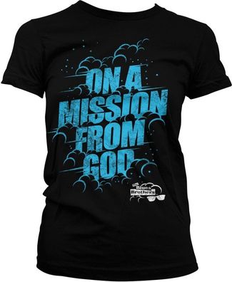 On A Mission From God Blues Brothers Girly Tee Damen T-Shirt Black